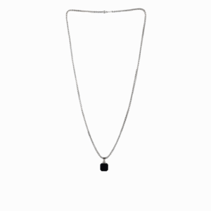 Geometric Black Onyx Pendant Necklace.